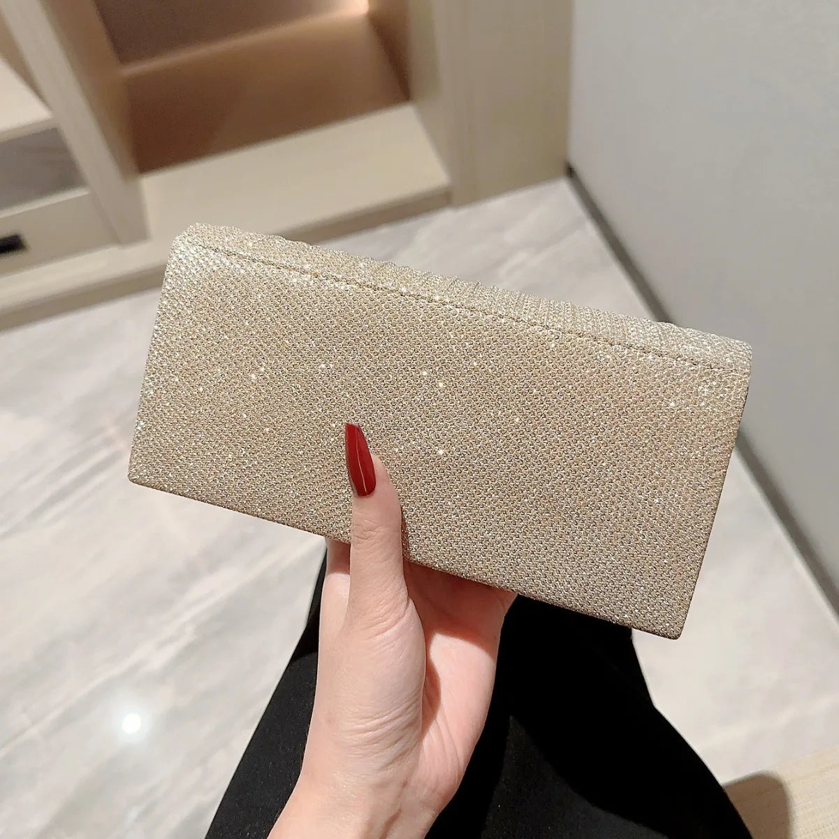 女性用 シルバー イブニング ディナー クラッチ 光沢のあるエレガント バッグ ショルダーバッグ ハンドバッグ グリッター 財布 パーティー ウェディング ハンドヘルド バッグ