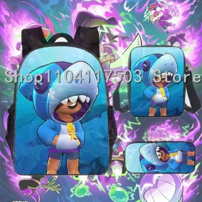 Anime Figures 3Pcs Backpack Set Kawaii Schoolbag Cartoon Mochila Anime Large Capacity 16 inch Bags Birthday Gifts