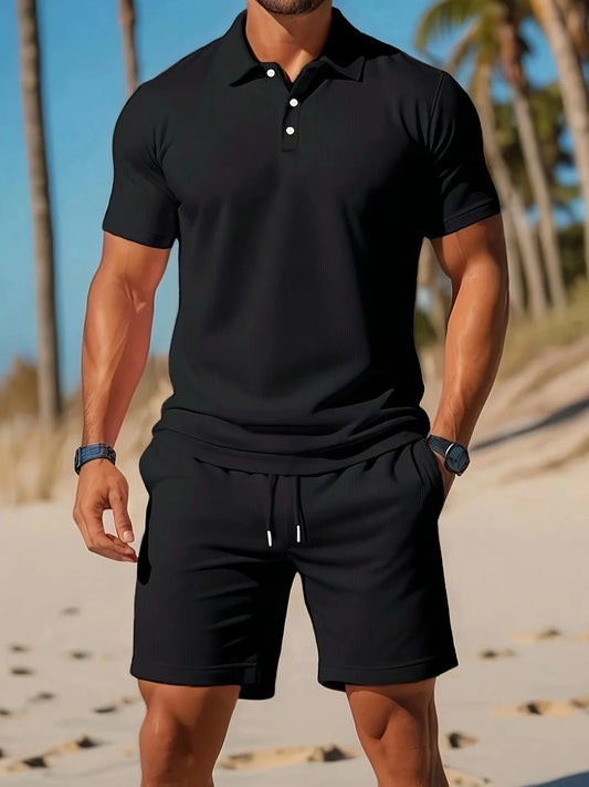 Mens premium two-piece summer shorts and polo shirt T-shirt,suitable for daily wear and beach leisure outdoorsports3D printedset
