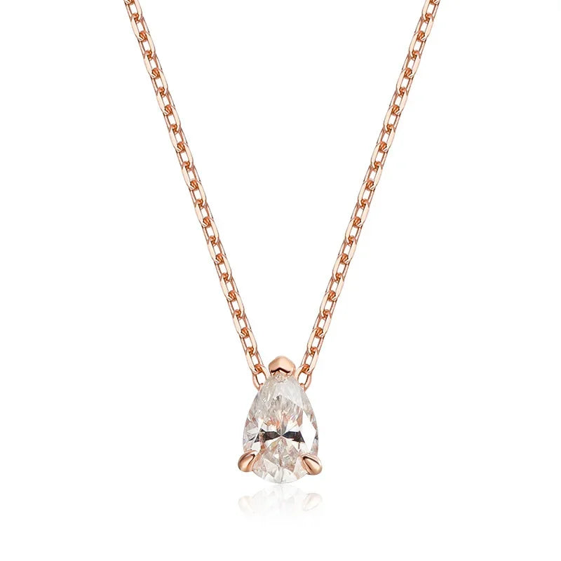Smyoue 1-4CT Pear Cut Moissanite Pendant Necklace for Women Girls 3 Designs Lab Diamond Wedding Silver 925 Chains Fine Jewelry