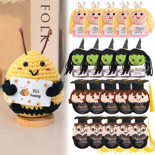 かぎ針編みのポジティブポテト かわいい手作り人形 おもしろカード オフィスインテリア ホームデコレーション ハロウィン クリスマスギフト デスクアクセサリー