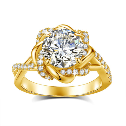 Braid Twist Halo Ring 925 Sterling Silver Wedding Jewelry Solitaire Moissanite Rings for Women Engagement Anniversary Gift