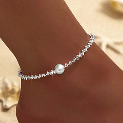 Sparkling Thin Chain Anklet For Women Zircon Heart Cross Pendant Double Layer Bracelet On Leg Foot Trendy Summer Beach Jewelry