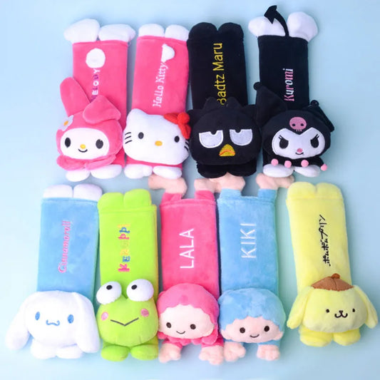 21cm Sanrio Hellokitty Melody Car Seat Belt Cover Soft Cute Cinnamoroll Kuromi Car Shoulder Interior Decoration Charm Gift