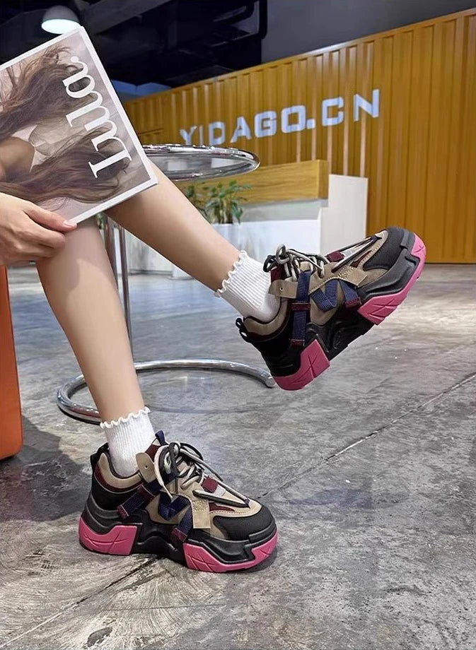 Sneakers Woman Footwear High on Platform Athletic Sports Spring Autumn Shoes for Women Trends 2024 Deals Korean New Casual Light