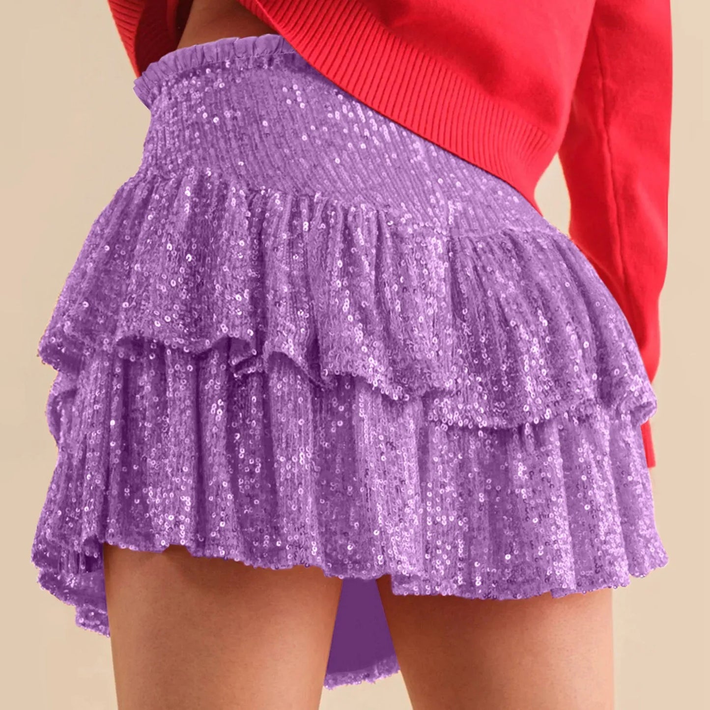 2024 Fashion Party Evening Clothes for Women Summer Sexy Elastic High Waist Sequin Mini Pleated Skirts Streetwear Short Dress