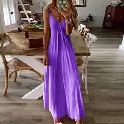 Plus Size 4XL 5XL Women's Summer Casual Loose Strap Dress Sexy Beach Boho Maxi Dress Large Size Long Dresses Female Robe Femme