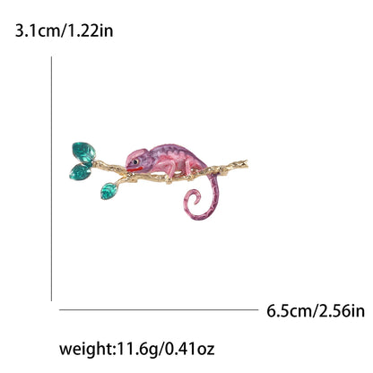 Rhinestone Chameleon Brooch for Women Unisex Enamel Lizard Pin Banquet Party Backpack Gifts Jewelry Accessories
