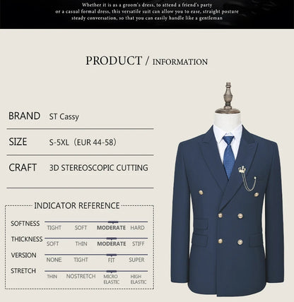 ST Cassy High Quality Men's Suit black Fashionable and Casual Slim Fit Male Groom Wedding Blazers Party Dress Jacket Coat Pants