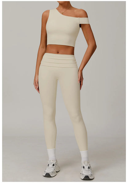 2Pcs Gym Set Sportswear Women Sports Tank Tops High Waist Stretch Flared Pant Gym Suit Fitness Clothes Activewear Workout Sets