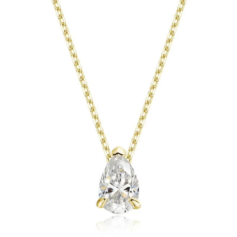 Smyoue 1-4CT Pear Cut Moissanite Pendant Necklace for Women Girls 3 Designs Lab Diamond Wedding Silver 925 Chains Fine Jewelry