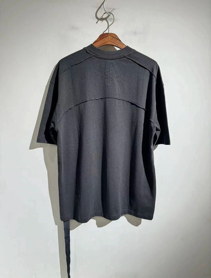 RO deconstruction splicing cut solid color short sleeved T-shirt Men Women High Quality Short Sleeve T Shirt Top Tees