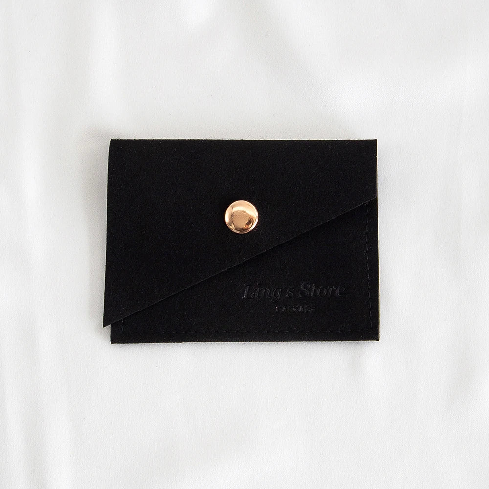 100Pcs Luxury Dark Green Microfiber Gold Snap Bag Envelope Button Purse Pouch For Ring Earrings Headset Coin Soap Gift Organizer