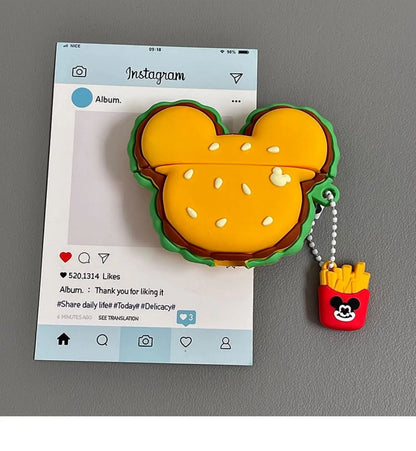 Airpods 1 2 3 4 Pro Pro 2 ミッキーバーガー シリコンイヤホンケース アクセサリー カバー