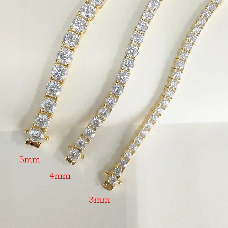 Smyoue 4/5mm フルモアサナイト ネックレス メンズ レディース キラキラ ラボダイヤモンド ネックレス テニスチェーン 925スターリングシルバー ファインジュエリー