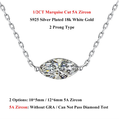 EWYA ペアカット 1/2CT ソリティア モアサナイト ペンダント ネックレス レディース メンズ 925 シルバー ウォータードロップ ラボダイヤモンド GRA認定 ネックチェーン