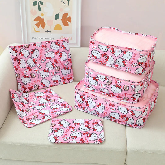 6pcs Sanrio Hello Kitty Storage Box Cartoon Kuromi Waterproof Travel Storage Bag Underwear Shoes Storage Organizing Bag