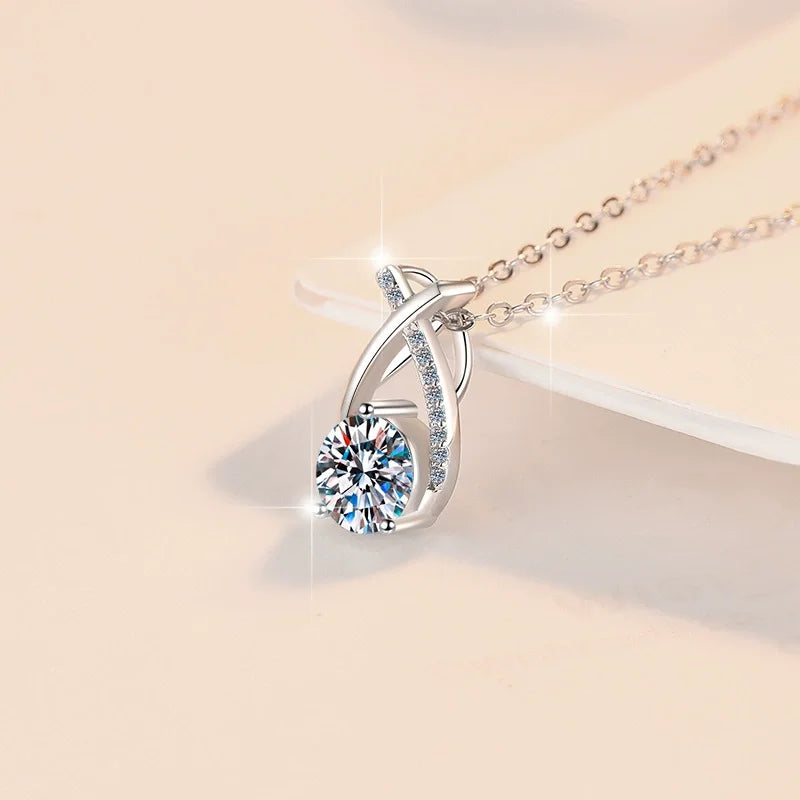 ZFSILVER Fashion Trendy Classic s925 Silver Luxury Moissanite Mermaid Princess Necklace For Women Accessories ewelry Gift HK0104