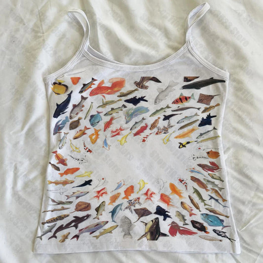 Summer Aesthetic Printing Slim Vest Gothic Punk Printing Sexy Crop Top Vintage Harajuku Printing Women Baby Tank Women Clothing