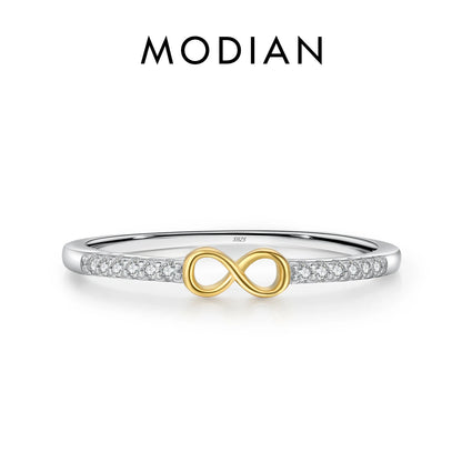 MODIAN 925スターリングシルバー シンプルでロマンチックなハートの指輪 トレンディなメタリックコントラストデザイン レディースファインジュエリー