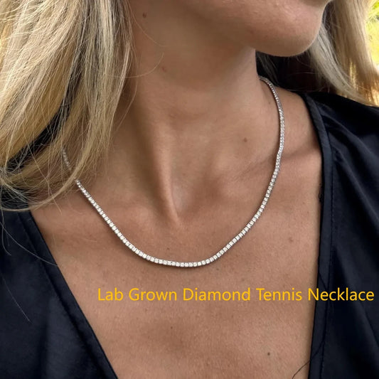 Tennis Necklace HPHT CVD Lab Grown Diamond DEF VS-VVS 2mm-5mm Each Stackable In Platinum 950 Necklace Gift Dainty For Lady