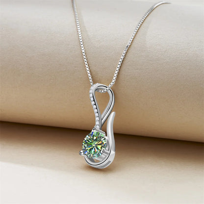 2 Carat 8mm Moissanite Necklace for Women GRA Certified 925 Sterling Silver Solitaire Pendant Chain Diamond Tester Included