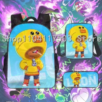 Anime Figures 3Pcs Backpack Set Kawaii Schoolbag Cartoon Mochila Anime Large Capacity 16 inch Bags Birthday Gifts
