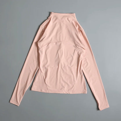 New yoga wear ladies coat round high elastic loose exercise yoga fitness long sleeve stand-up collar  yoga tops