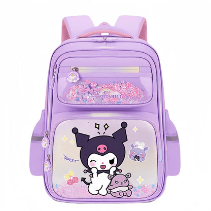 New Kuromi 2-Wheel Trolley School Bag Girls Cartoon Melody Backpack Load-Reducing Large Capacity 6-Wheel Trolley Backpack