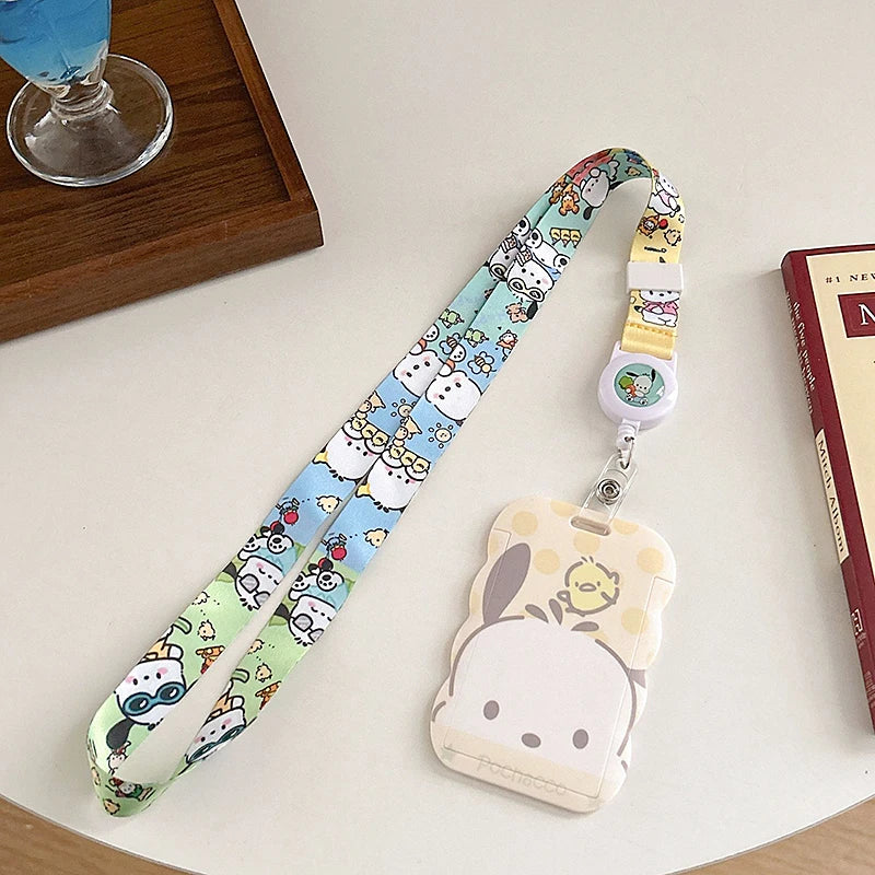 Sanrios Card Bag Cute Anime Figure Cinnamoroll Kuromi Id Bus Card Storage Case Holder Melody Pochacco Students Card Sleeve Gift