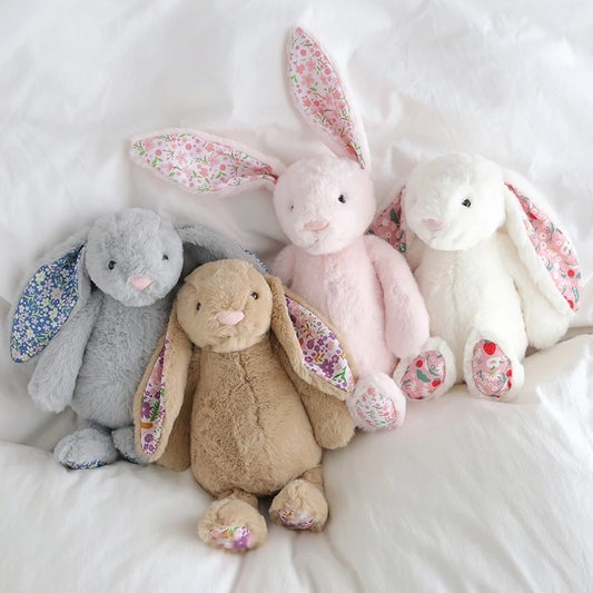 30cm Bonnie Rabbit Floral Ears Plush Toys Cartoon Stuffed Bunny Dolls Children's Room Decor Toy Soft Birthday Gifts For Girl