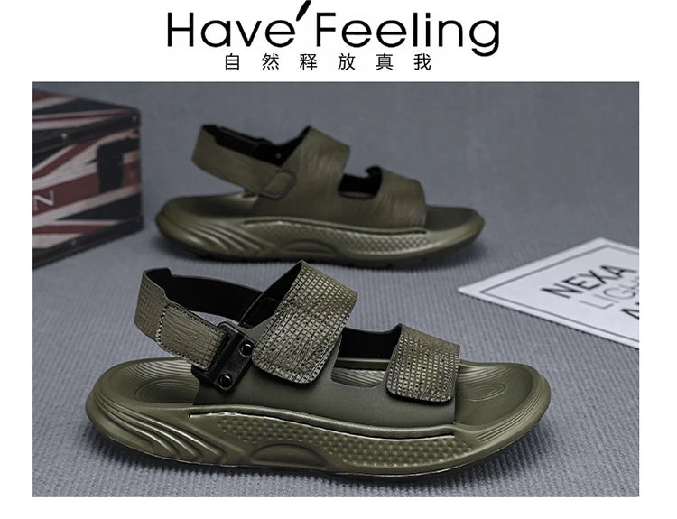 Sandals for men summer style soft sole casual wear-resistant anti slip black sandals for outdoor wear water wading beach shoes