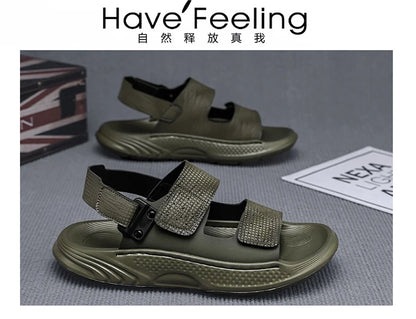 Sandals for men summer style soft sole casual wear-resistant anti slip black sandals for outdoor wear water wading beach shoes