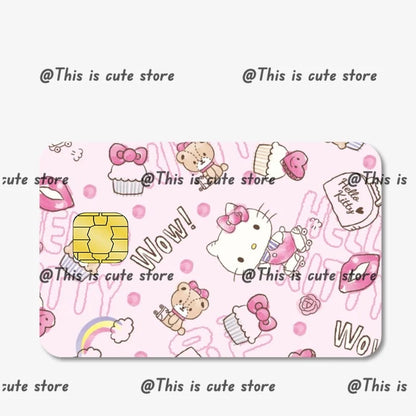 Sanrios Hello Kittys Kuromi Credit Card Skin Stickers for Bank Card Bus Anime Rilakkuma Metro Card Sticker Waterproof Girls Gift