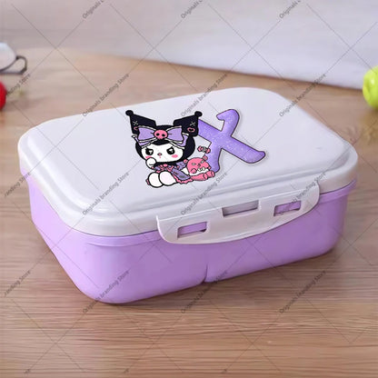 Kuromi 26 Letters Lunch Box Kawaii Girl Portable Bento Rice Boxs Student Hermetic Food Crisper Single Layer Capacity Kids Gift