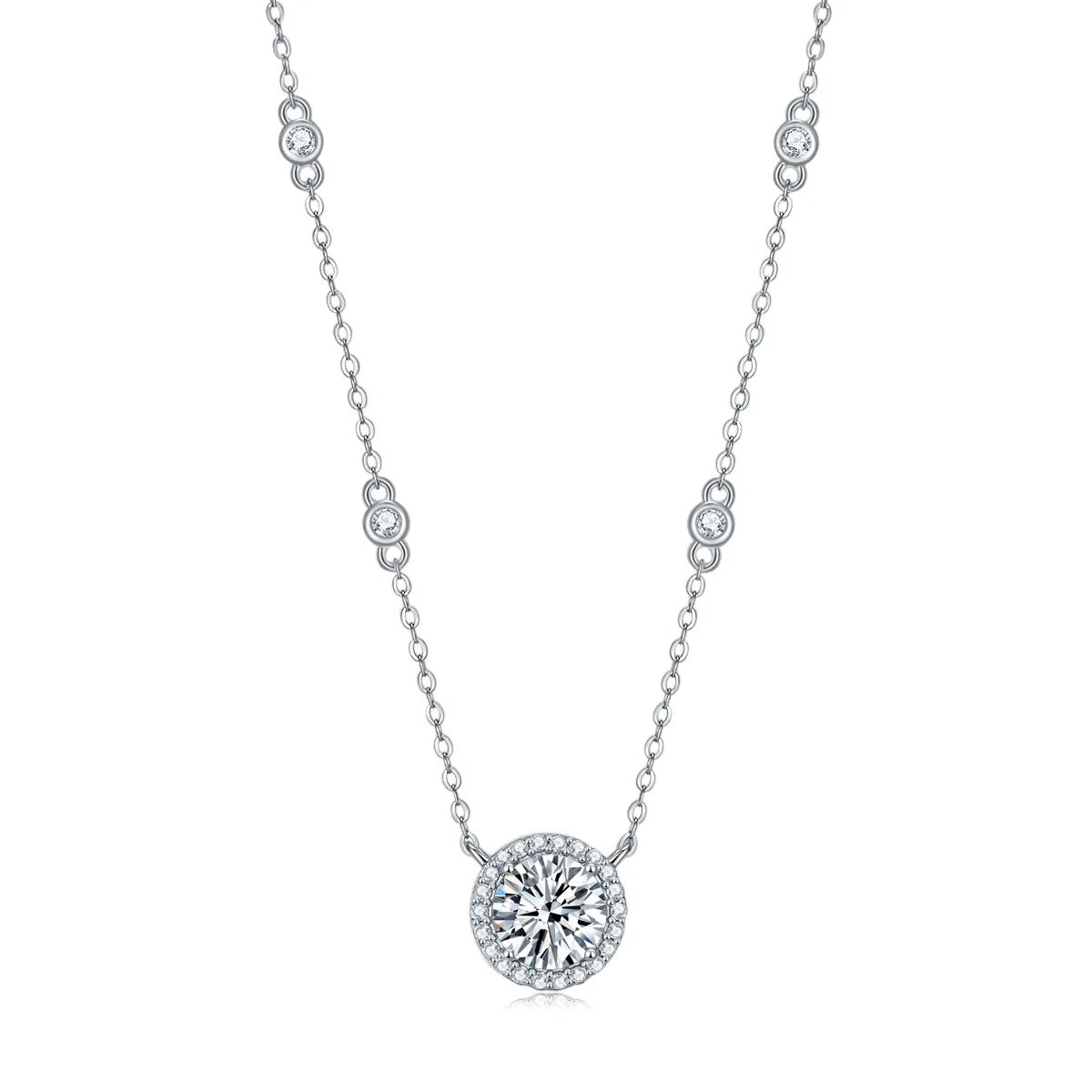 FEOBUR 1-3CT モアサナイト ネックレス レディース用 認定925スターリングシルバー 輝くラボダイヤモンド ペンダントチェーン パーティージュエリー GRA