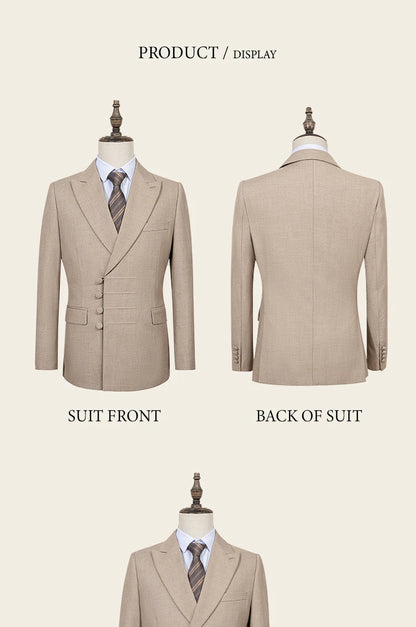ST Cassy Elegant man suit for wedding peach Slim Fit Double Breasted Multiple buttons Casual Business man 2 piece outfit set