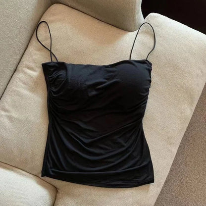 2024 Women Halter Top Summer Korean Style Trend Fashion Built in Women Bra Stretch Women Beach Everyday Casual Tank Top