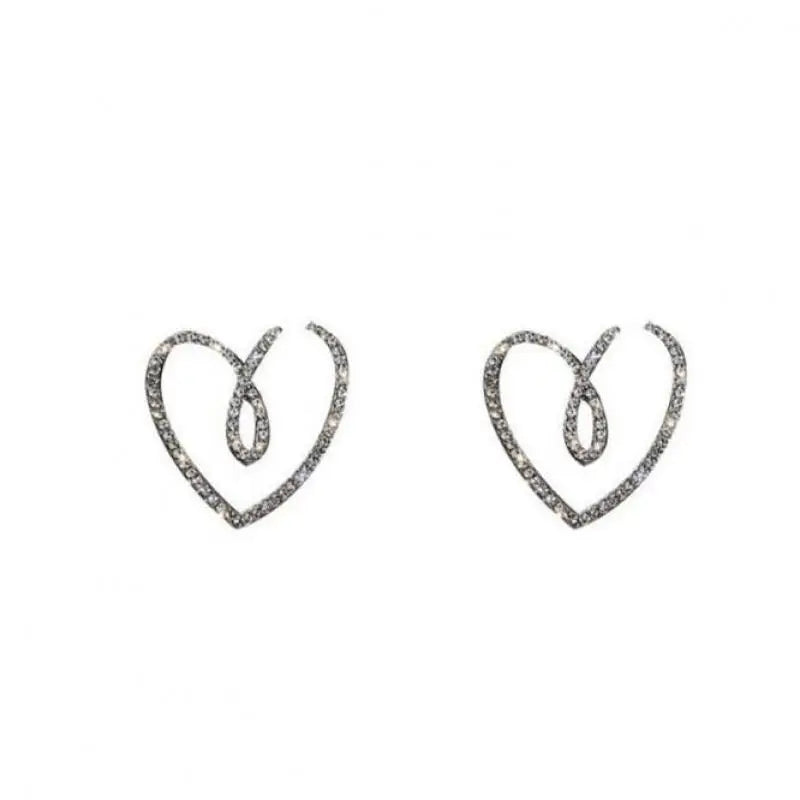 925 Silver Needle Korean Fashion Big Crystal Heart Earrings For Women Jewelry 2025 Trending New Luxury Women's Zircon Earrings