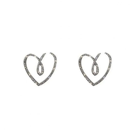 925 Silver Needle Korean Fashion Big Crystal Heart Earrings For Women Jewelry 2025 Trending New Luxury Women's Zircon Earrings