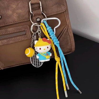 Sanrios Hellokittys Keychain Kawaii Cute Action Figure Rabbit Plush Key Chain Doll Pendant Bag Charm Accessories Keyring Ins