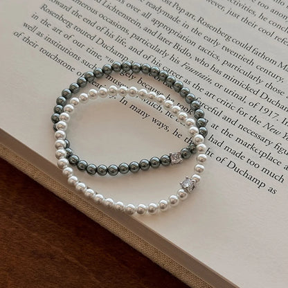 French Retro Single Zircon Pearl Bracelet for Women Simple Handmade Beaded New Elegant Luxury Jewelry Birthday Gifts for Female