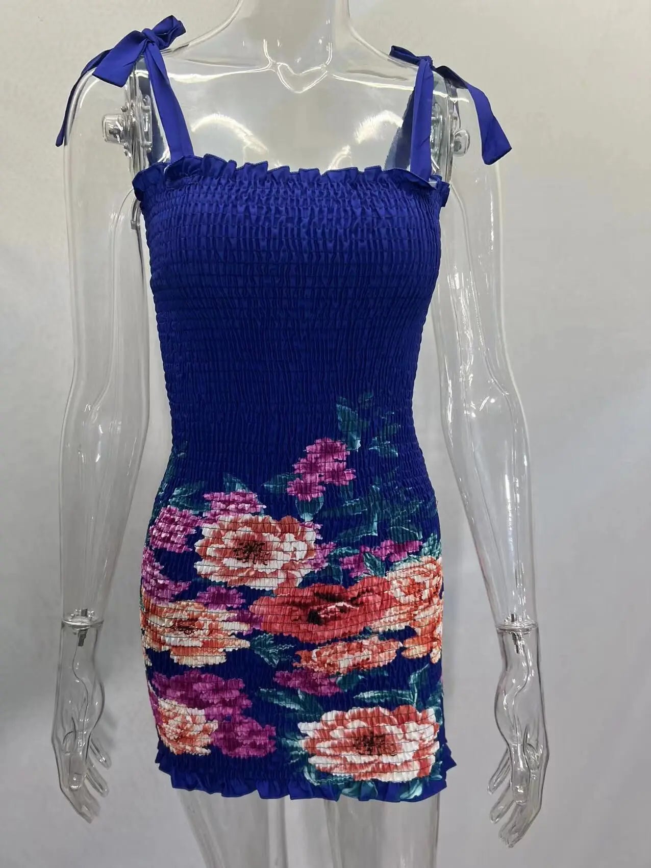Summer Sexy Slim Print Dress Women Fashion Spaghetti Strap Elegant Package Hips Bodycon Mini Dresses Femlae Beach Party Dress
