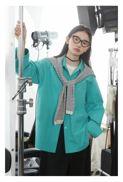 CHIC VEN Women Shirts Solid Long Sleeve Loose Single Breasted Female Blouses Woman Cotton Spring Summer 2025 Clothing