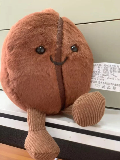 Jellycat コーヒー豆バッグペンダント 漫画ぬいぐるみ 笑顔のコーヒーフードぬいぐるみ かわいいキーチェーン ソフトドール 誕生日プレゼント 女の子