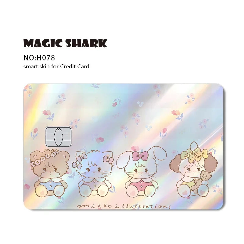 Hot Sale Hello Kitty Kuromi Holographic Laser Shinny Film Skin Cover Sticker for Debit Credit Card Bank Card