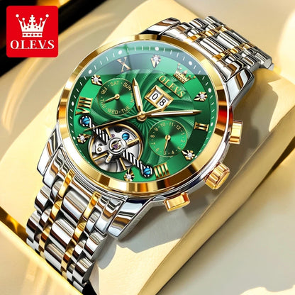 OLEVS 9910 メンズウォッチ ラグジュアリー オリジナル フルオートマチック 機械式 トゥールビヨン 防水 蓄光 メンズウォッチ Reloj
