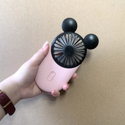 Kawaii Disney Mickey Mouse Handheld Fan Cartoon Usb Charging Small Fan Mini Portable Pocket Handheld Fan Led Light Birthday Gift