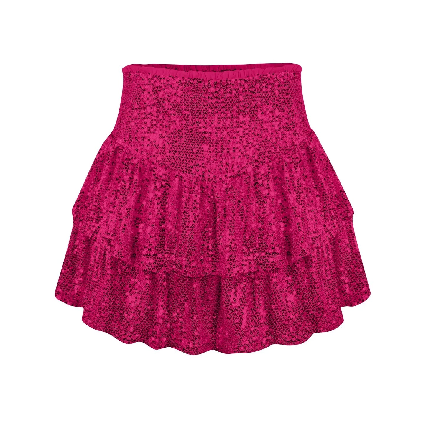 2024 Fashion Party Evening Clothes for Women Summer Sexy Elastic High Waist Sequin Mini Pleated Skirts Streetwear Short Dress