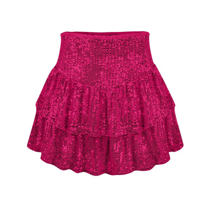2024 Fashion Party Evening Clothes for Women Summer Sexy Elastic High Waist Sequin Mini Pleated Skirts Streetwear Short Dress